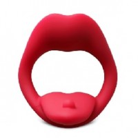 APP Compatible, Mouth Shape with Tongue, Vibrating Cock Ring, 9 Function, Silicone, Waterproof, USB Magnetic Rechargeable, RED